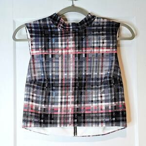 Nicholas Silk Plaid Sleeveless Zip Back Tailored Top US 4